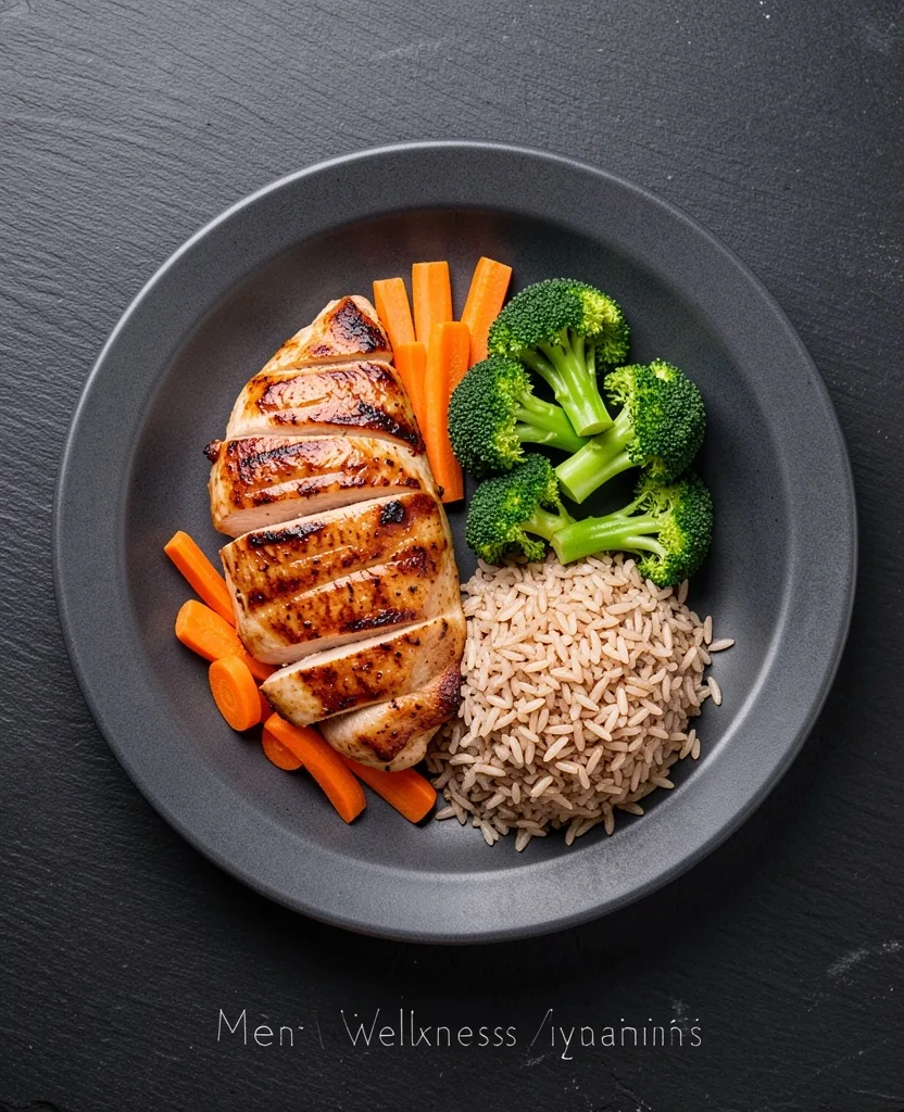 Balanced whole food meal with vegetables and lean protein